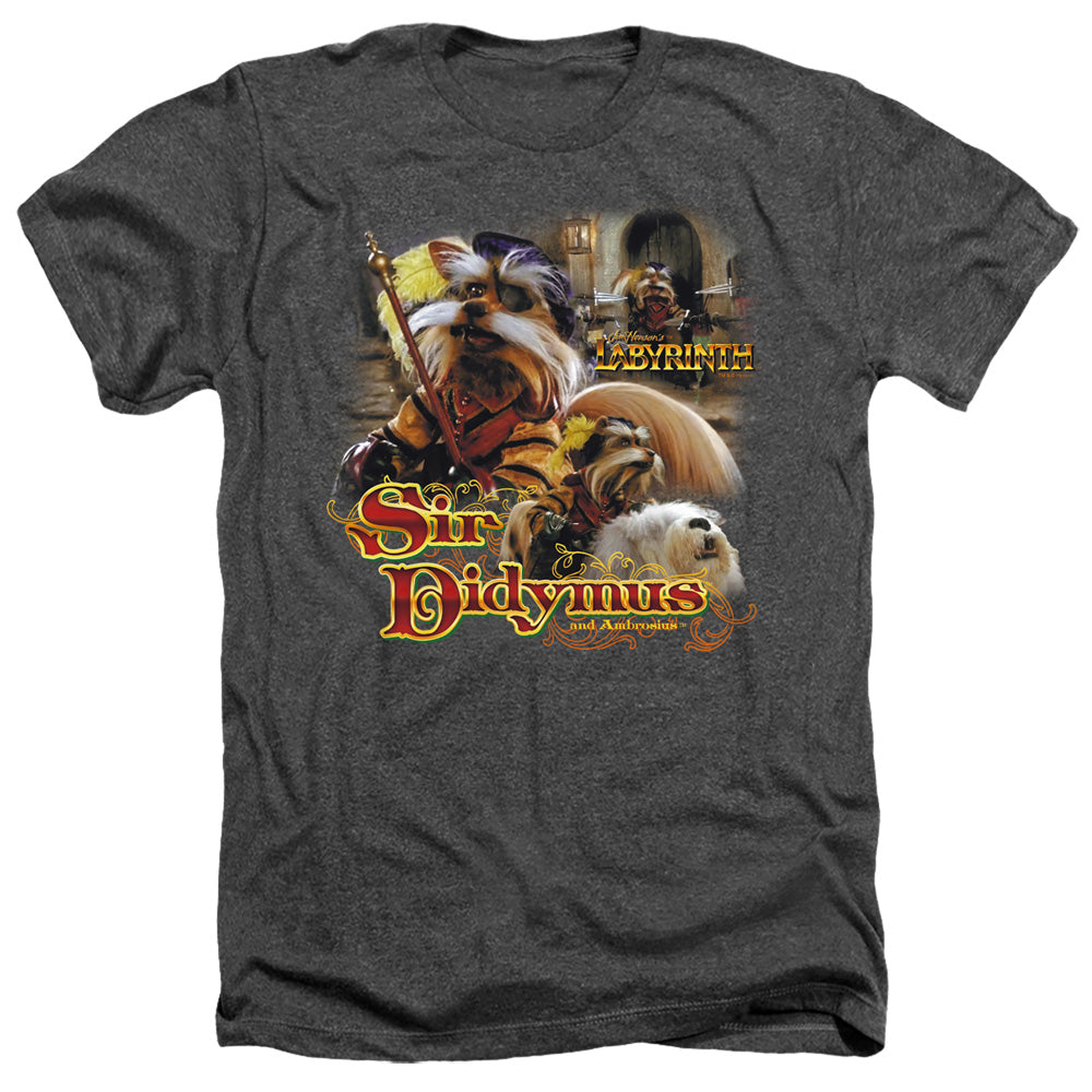 AN OFFCIALLY LICENSED LABYRINTH SIR DIDYMUS MEN'S HEATHER T-SHIRT CHARCOAL