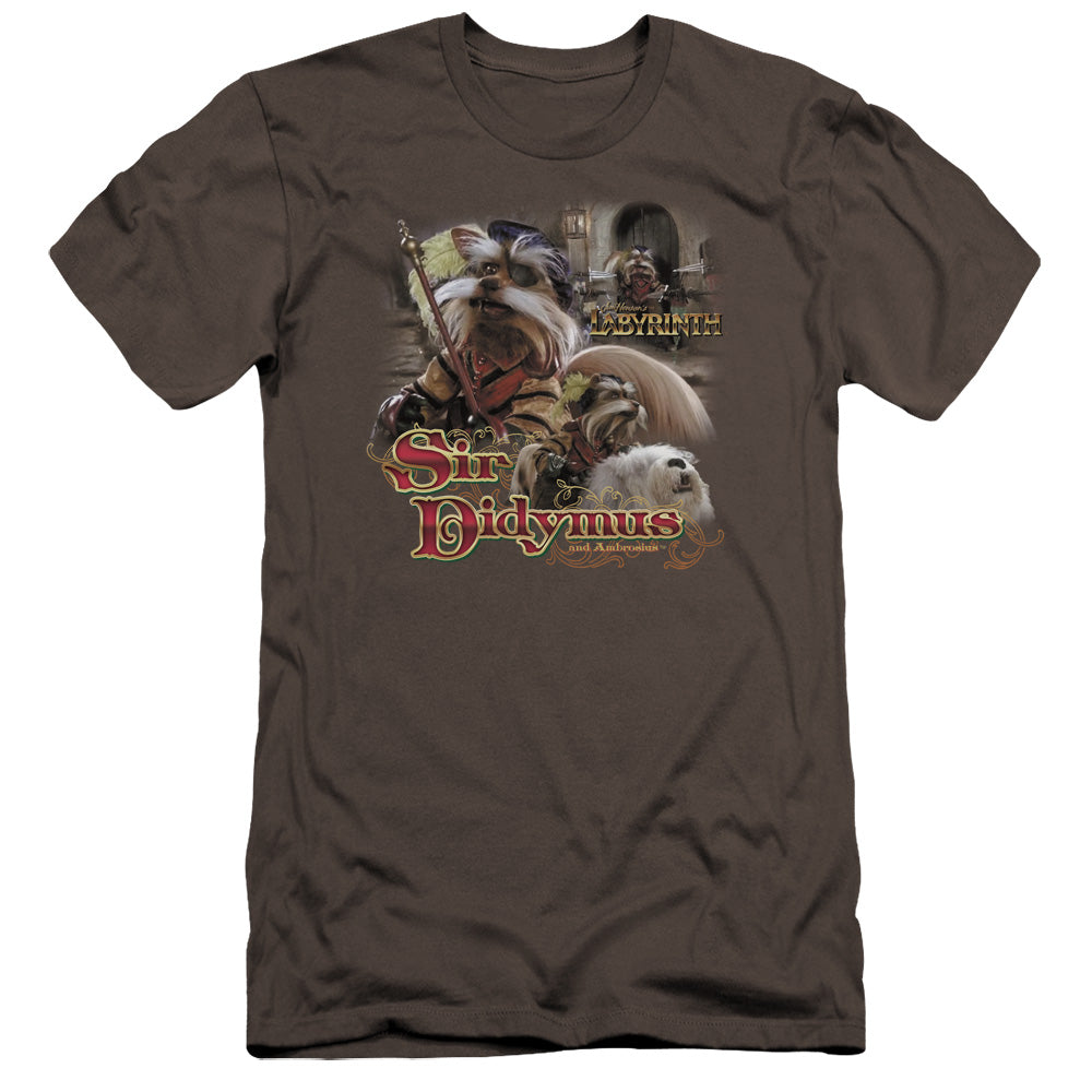 AN OFFCIALLY LICENSED LABYRINTH SIR DIDYMUS MEN'S PREMIUM SLIM FIT T-SHIRT CHARCOAL