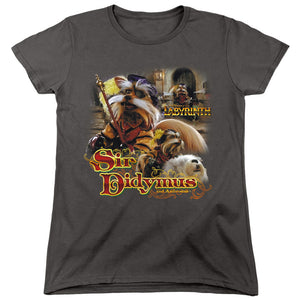 AN OFFCIALLY LICENSED LABYRINTH SIR DIDYMUS WOMEN'S REGULAR FIT T-SHIRT CHARCOAL