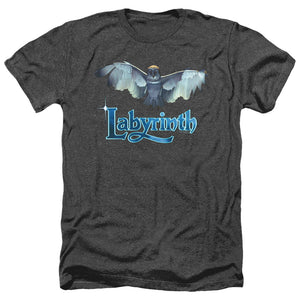 AN OFFCIALLY LICENSED LABYRINTH TITLE SEQUENCE MEN'S HEATHER T-SHIRT CHARCOAL