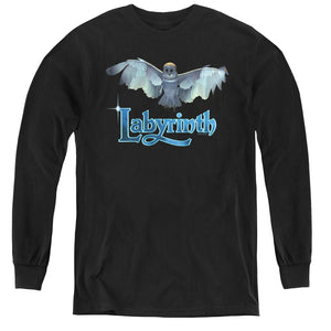 AN OFFCIALLY LICENSED LABYRINTH TITLE SEQUENCE YOUTH LONG SLEEVE T-SHIRT BLACK