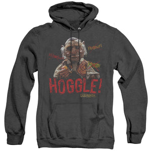 AN OFFCIALLY LICENSED LABYRINTH HOGGLE ADULT UNISEX HEATHER PULLOVER HOODIE BLACK