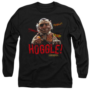 AN OFFCIALLY LICENSED LABYRINTH HOGGLE MEN'S LONG SLEEVE T-SHIRT BLACK
