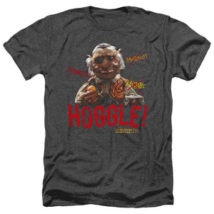 AN OFFCIALLY LICENSED LABYRINTH HOGGLE MEN'S HEATHER T-SHIRT CHARCOAL