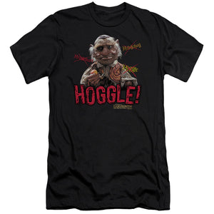 AN OFFCIALLY LICENSED LABYRINTH HOGGLE MEN'S PREMIUM SLIM FIT T-SHIRT BLACK