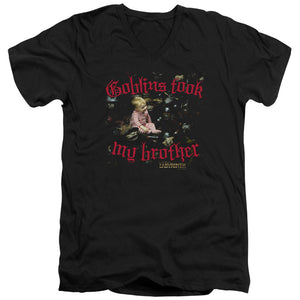 AN OFFCIALLY LICENSED LABYRINTH GOBLINS TOOK MY BROTHER MEN'S V-NECK T-SHIRT BLACK