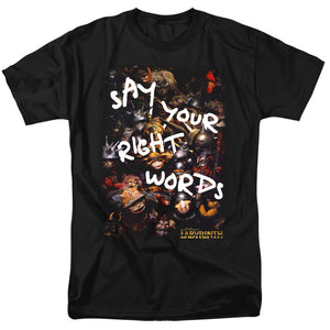 AN OFFCIALLY LICENSED LABYRINTH RIGHT WORDS MEN'S REGULAR FIT T-SHIRT BLACK