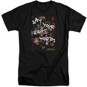 AN OFFCIALLY LICENSED LABYRINTH RIGHT WORDS MEN'S TALL FIT T-SHIRT BLACK