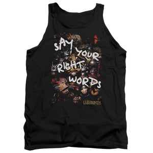 AN OFFCIALLY LICENSED LABYRINTH RIGHT WORDS ADULT UNISEX TANK TOP BLACK