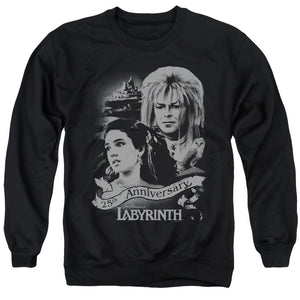 AN OFFCIALLY LICENSED LABYRINTH ANNIVERSARY ADULT UNISEX CREWNECK SWEATSHIRT BLACK