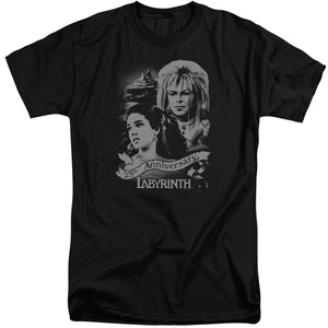 AN OFFCIALLY LICENSED LABYRINTH ANNIVERSARY MEN'S TALL FIT T-SHIRT BLACK