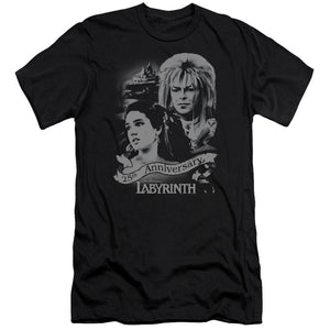 AN OFFCIALLY LICENSED LABYRINTH ANNIVERSARY MEN'S PREMIUM SLIM FIT T-SHIRT BLACK