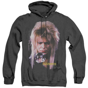AN OFFCIALLY LICENSED LABYRINTH GOBLIN KING ADULT UNISEX HEATHER PULLOVER HOODIE BLACK