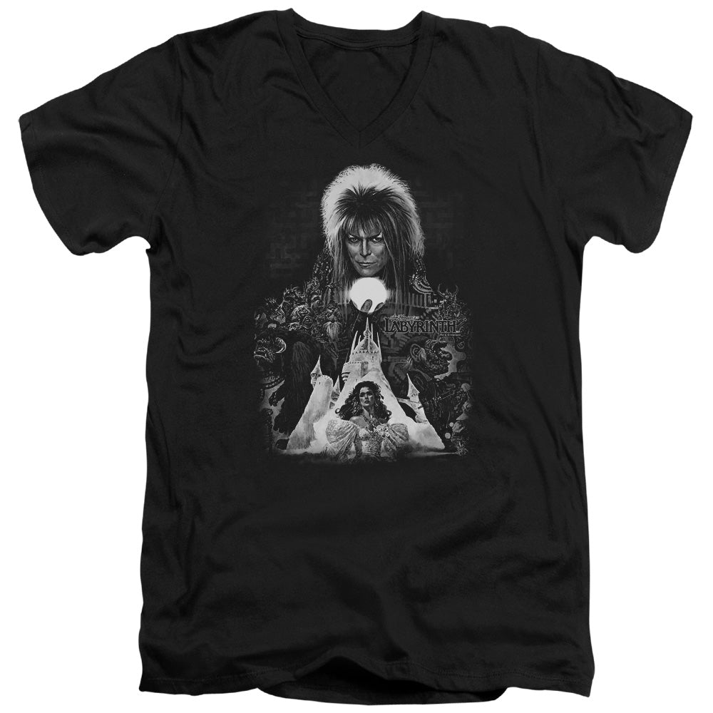 AN OFFCIALLY LICENSED LABYRINTH CASTLE MEN'S V-NECK T-SHIRT BLACK