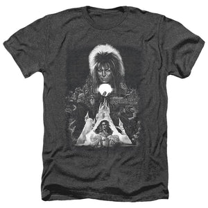 AN OFFCIALLY LICENSED LABYRINTH CASTLE MEN'S HEATHER T-SHIRT CHARCOAL