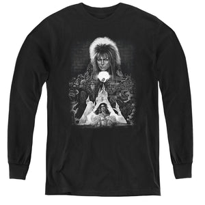 AN OFFCIALLY LICENSED LABYRINTH CASTLE YOUTH LONG SLEEVE T-SHIRT BLACK