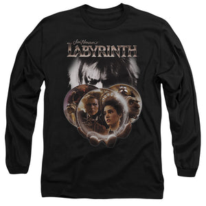 AN OFFCIALLY LICENSED LABYRINTH GLOBES MEN'S LONG SLEEVE T-SHIRT BLACK