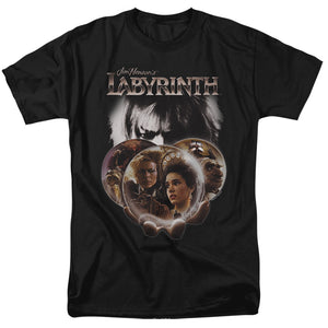AN OFFCIALLY LICENSED LABYRINTH GLOBES MEN'S REGULAR FIT T-SHIRT BLACK