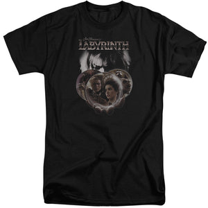 AN OFFCIALLY LICENSED LABYRINTH GLOBES MEN'S TALL FIT T-SHIRT BLACK