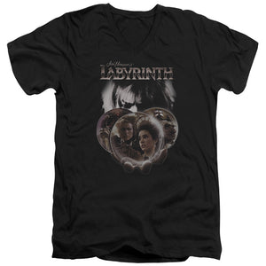 AN OFFCIALLY LICENSED LABYRINTH GLOBES MEN'S V-NECK T-SHIRT BLACK