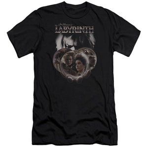 AN OFFCIALLY LICENSED LABYRINTH GLOBES MEN'S PREMIUM SLIM FIT T-SHIRT BLACK