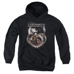 AN OFFCIALLY LICENSED LABYRINTH GLOBES YOUTH HOODIE BLACK