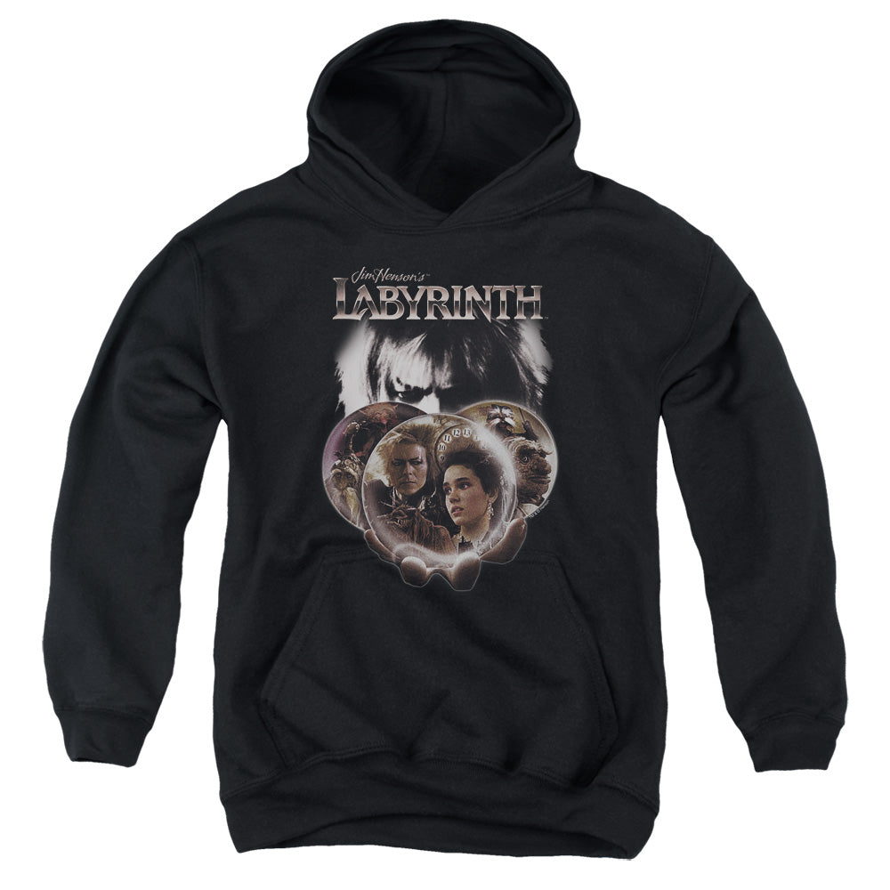 AN OFFCIALLY LICENSED LABYRINTH GLOBES YOUTH HOODIE BLACK