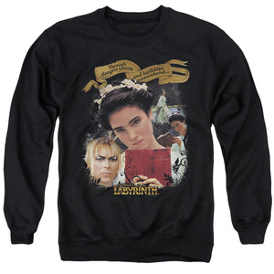 AN OFFCIALLY LICENSED LABYRINTH DANGERS UNTOLD ADULT UNISEX CREWNECK SWEATSHIRT BLACK