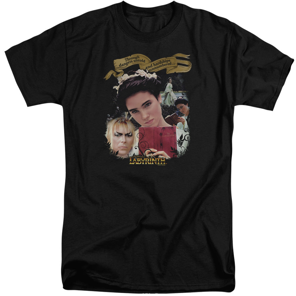AN OFFCIALLY LICENSED LABYRINTH DANGERS UNTOLD MEN'S TALL FIT T-SHIRT BLACK