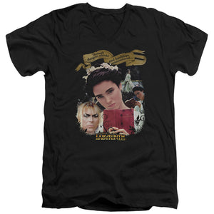 AN OFFCIALLY LICENSED LABYRINTH DANGERS UNTOLD MEN'S V-NECK T-SHIRT BLACK