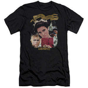 AN OFFCIALLY LICENSED LABYRINTH DANGERS UNTOLD MEN'S PREMIUM SLIM FIT T-SHIRT BLACK