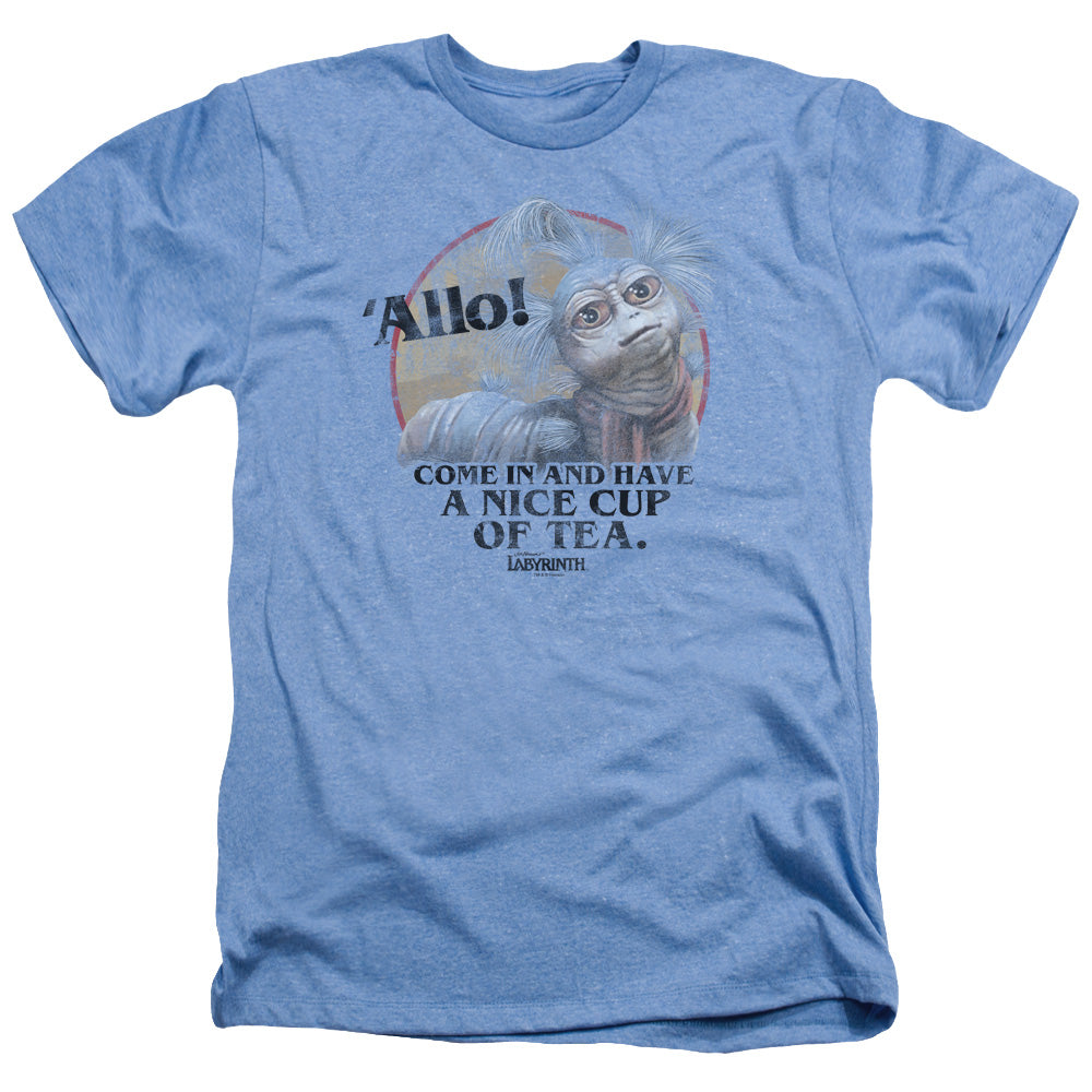 AN OFFCIALLY LICENSED LABYRINTH TEA MEN'S HEATHER T-SHIRT LIGHT BLUE