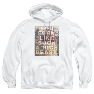 AN OFFCIALLY LICENSED LABYRINTH NICE BEAST ADULT UNISEX PULLOVER HOODIE WHITE