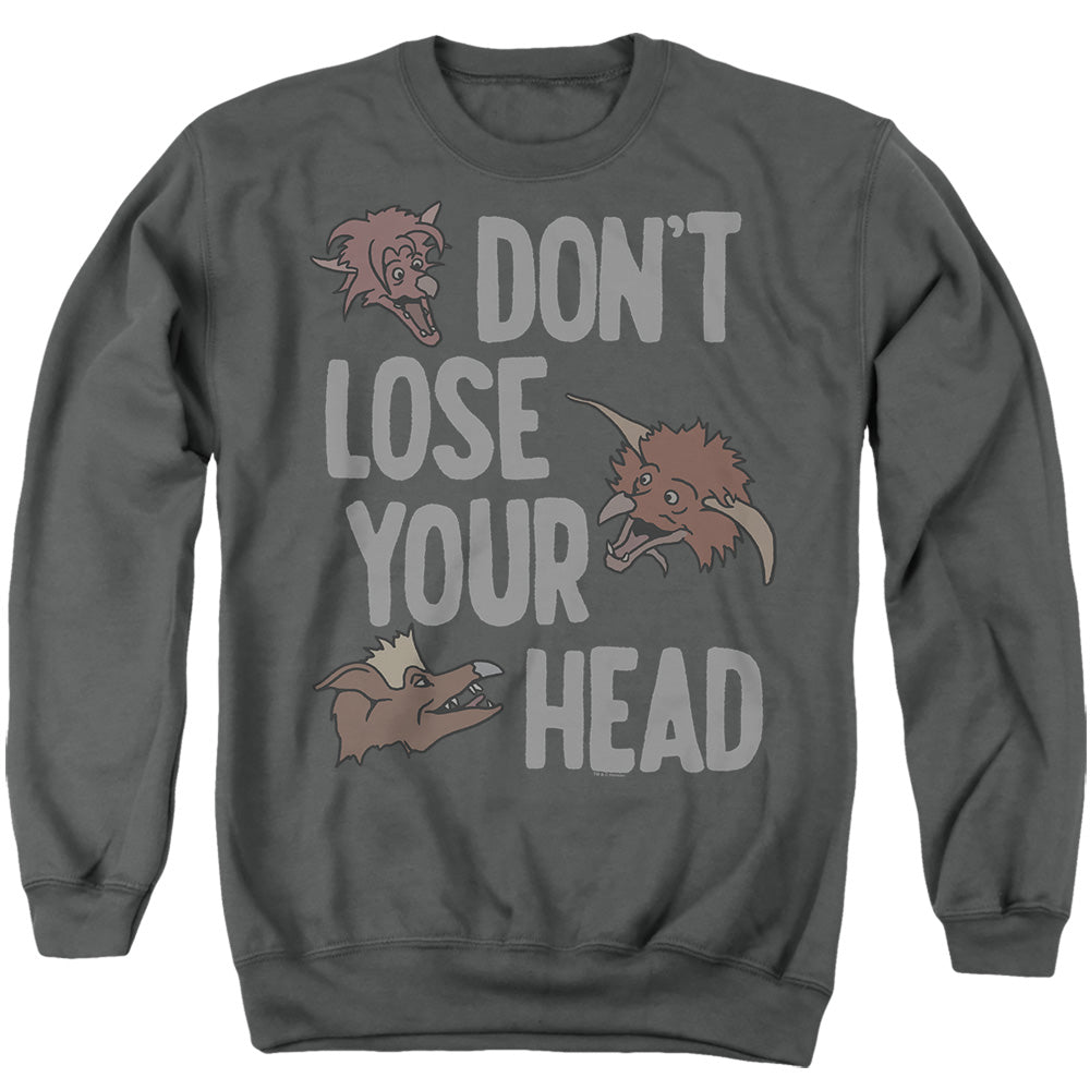 AN OFFCIALLY LICENSED LABYRINTH DON'T LOSE YOUR HEAD ADULT UNISEX CREWNECK SWEATSHIRT CHARCOAL