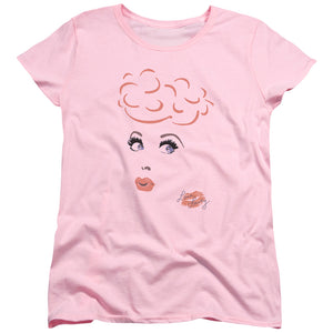 AN OFFCIALLY LICENSED I LOVE LUCY EYELASHES WOMEN'S REGULAR FIT T-SHIRT PINK