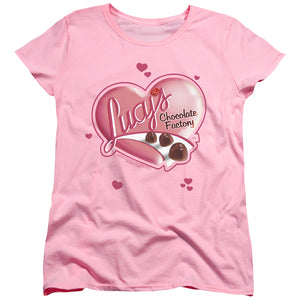AN OFFCIALLY LICENSED I LOVE LUCY CHOCOLATE SMUDGES WOMEN'S REGULAR FIT T-SHIRT PINK