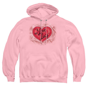 AN OFFCIALLY LICENSED I LOVE LUCY CLASSIC LOGO ADULT UNISEX PULLOVER HOODIE PINK