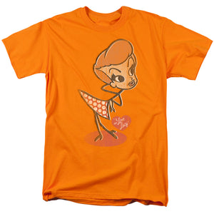AN OFFCIALLY LICENSED I LOVE LUCY VINTAGE DOLL MEN'S REGULAR FIT T-SHIRT ORANGE