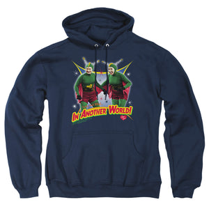 AN OFFCIALLY LICENSED I LOVE LUCY IN ANOTHER WORLD ADULT UNISEX PULLOVER HOODIE NAVY