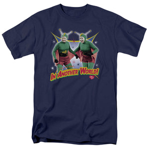 AN OFFCIALLY LICENSED I LOVE LUCY IN ANOTHER WORLD MEN'S REGULAR FIT T-SHIRT NAVY