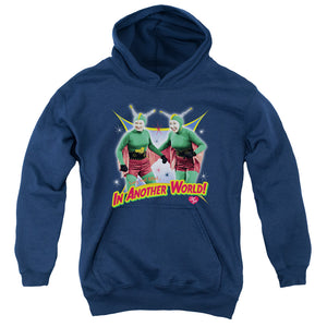 AN OFFCIALLY LICENSED I LOVE LUCY IN ANOTHER WORLD YOUTH HOODIE NAVY