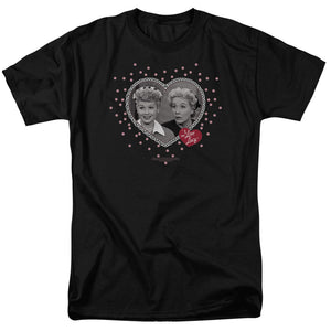 AN OFFCIALLY LICENSED I LOVE LUCY HEARTS AND DOTS MEN'S REGULAR FIT T-SHIRT BLACK
