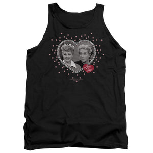 AN OFFCIALLY LICENSED I LOVE LUCY HEARTS AND DOTS ADULT UNISEX TANK TOP BLACK