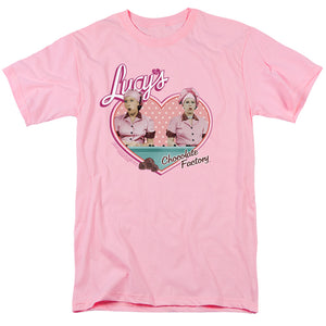AN OFFCIALLY LICENSED I LOVE LUCY CHOCOLATE FACTORY MEN'S REGULAR FIT T-SHIRT PINK