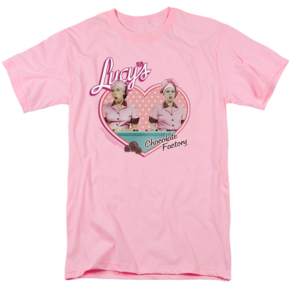 AN OFFCIALLY LICENSED I LOVE LUCY CHOCOLATE FACTORY MEN'S REGULAR FIT T-SHIRT PINK
