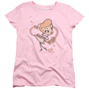AN OFFCIALLY LICENSED I LOVE LUCY FUN GIRL WOMEN'S REGULAR FIT T-SHIRT PINK