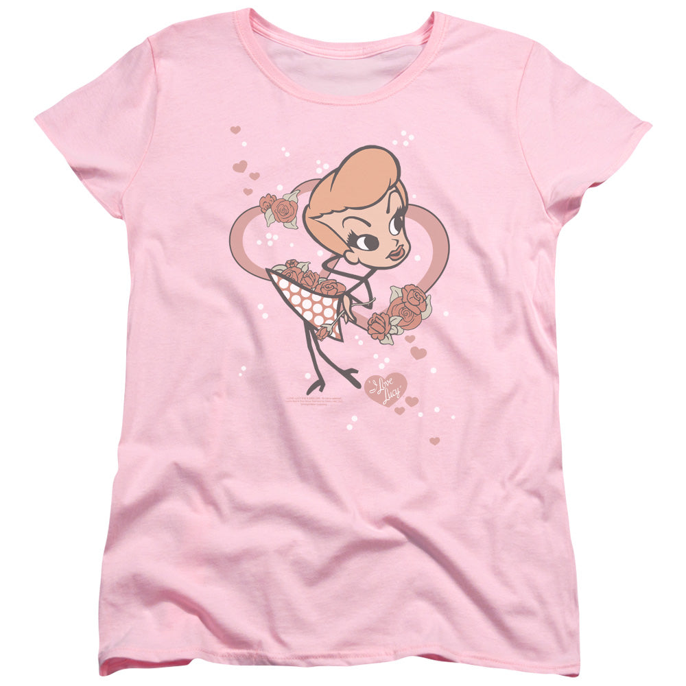 AN OFFCIALLY LICENSED I LOVE LUCY FUN GIRL WOMEN'S REGULAR FIT T-SHIRT PINK