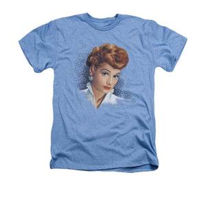 AN OFFCIALLY LICENSED LUCY WHAT A STAR MEN'S HEATHER T-SHIRT LIGHT BLUE