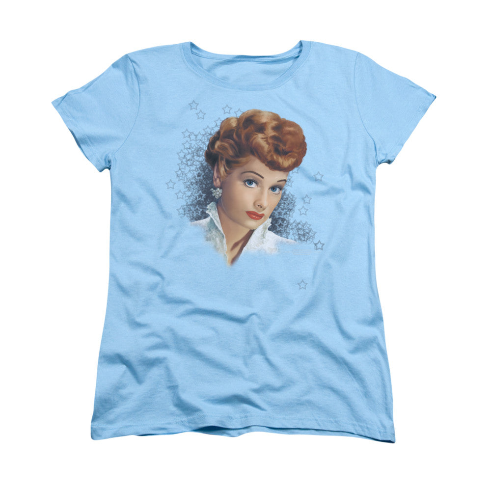 AN OFFCIALLY LICENSED LUCY WHAT A STAR WOMEN'S REGULAR FIT T-SHIRT LIGHT BLUE
