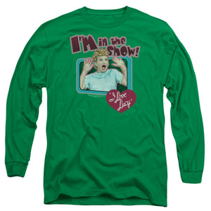 AN OFFCIALLY LICENSED I LOVE LUCY PUT ME IN THE SHOW MEN'S LONG SLEEVE T-SHIRT KELLY GREEN